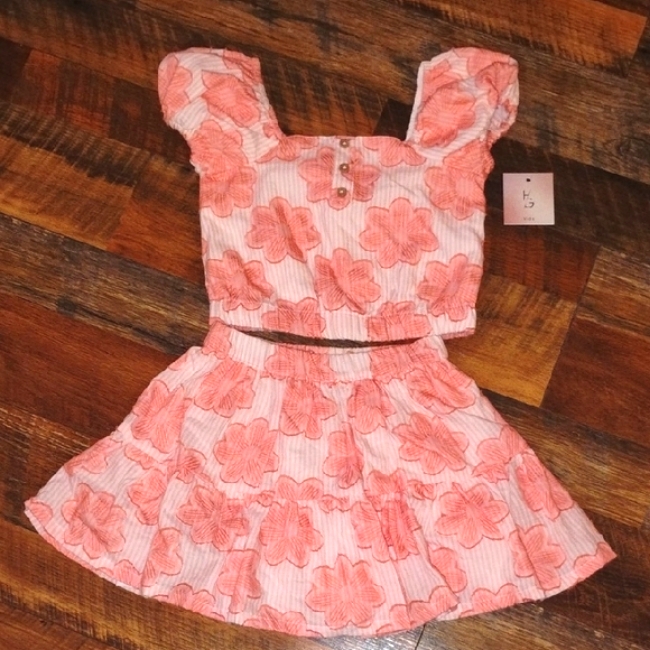 Floral Pink Matching Skirt Set